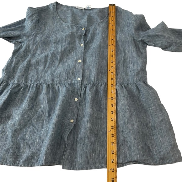 Sigrid Olsen 100% Linen top women’s size large cottagecore summery blue boho - Picture 7 of 15